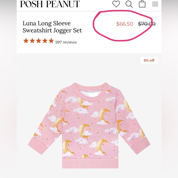 POSH PEANUT 🌙 ☁️sz 10 cloud & moon sweatshirt NWT! 8 9 Celestial print so FAB! - Picture 2 of 4